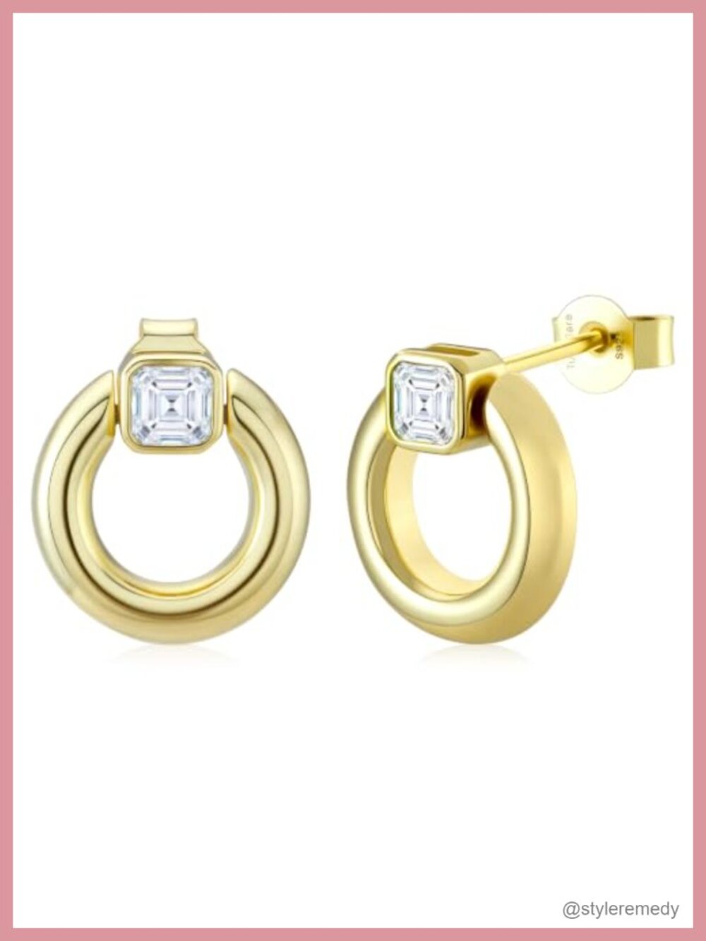 Moissanite Drop Earrings 925 Sterling Silver 14K Gold Plated Dangle Hoop